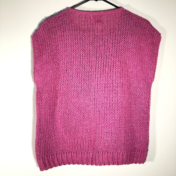 Vintage 80’s Color Block Sweater Hand Knit - Picture 2 of 4